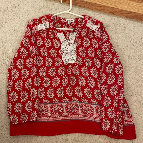 Sophia+Zeke Girls Red Floral Blouse, Youth Size L - Picture 1 of 7